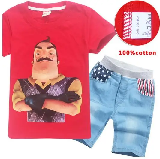 Boys Girls Kids Hello Neighbor Short Sleeve T-shirt Casual Summer Party Costumes