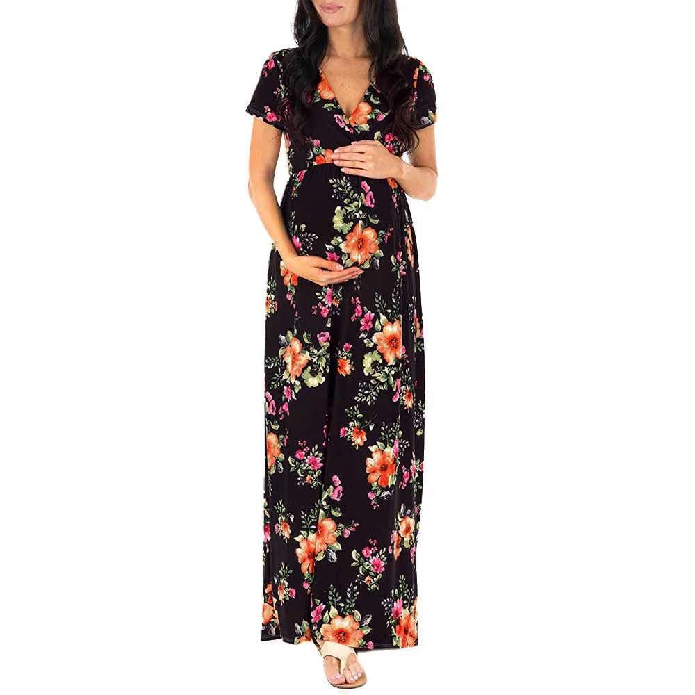 Платье для беременных женщин, беременность и кормление платье с цветочным принтом длинное платье для беременных femme enceinte robe sukienka