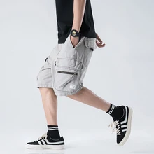 H. a. sueno японский Мужская повседневные шорты винтажные брюки-карго Шорты с застежкой-молнией высокие уличные мужские Штаны Спорт Бег брюки