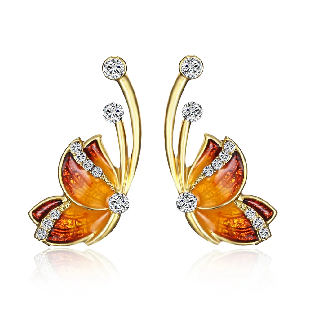 

RINHOO Hanging Butterfly Earrings Two Wear Crystal Rhinestone Fashion Temperament Korean Earrings Fine Jewelry For Women