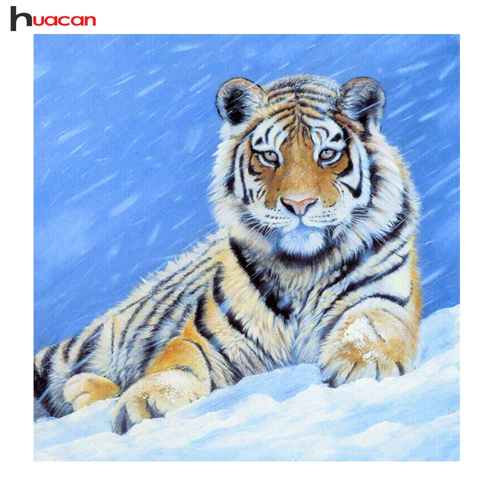 

Huacan Diamond Mosaic Tiger Picture of Rhinestones Diamond Painting Cross Stitch Animal Home Decoration Needlework Gift