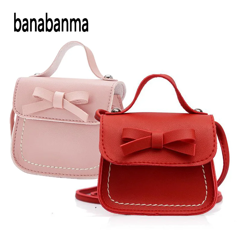 

banabanma Children Simple Universal Small Square Bag Mini Single-shoulder Bag PU Cross-body Cute Messenger Bags Retro Handbags