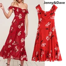 Дженни и Дэйв летнее платье женщина Vestidos чешские Sexy Повседневное цветочным принтом для отдыха EW плечо платье Большие размеры Для женщин платье