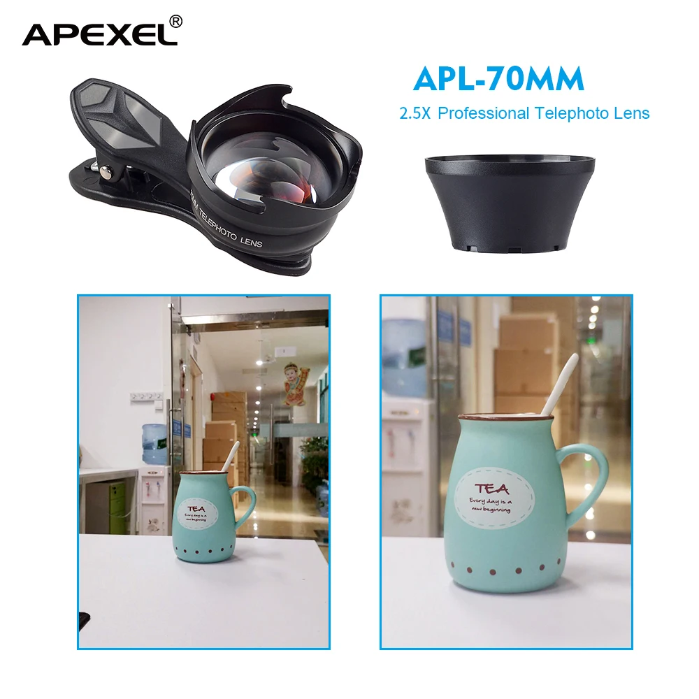 Портретная линза APEXEL 2.5X HD Telephoto 70 мм Pro камера для телефона iPhone Samsung HTC LG Xiaomi