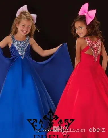 Hot Selling! Fashion High Quality New Design Halter Princess Hand Made Shine Beads Floor Length Girls Pageant Dress Custom | Свадьбы и