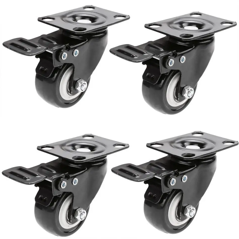 

Plate Wheel Swivel Ball Black Caster Chair Rubber Bearings 4 Steel Top Pack Beach