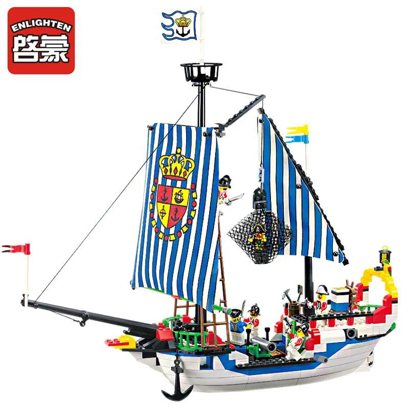 

305 Enlighten Pirate Series Pirate Ship Royal Warship Model Building Blocks DIY Action Figure Toys For Children Compatible Legoe