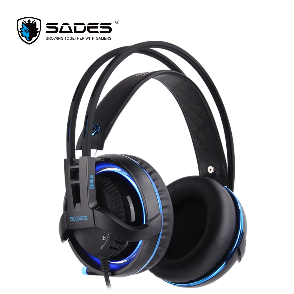 SADES Diablo Realtek Effect Gamer наушники RGB игровая гарнитура наушники с выдвижным микрофоном