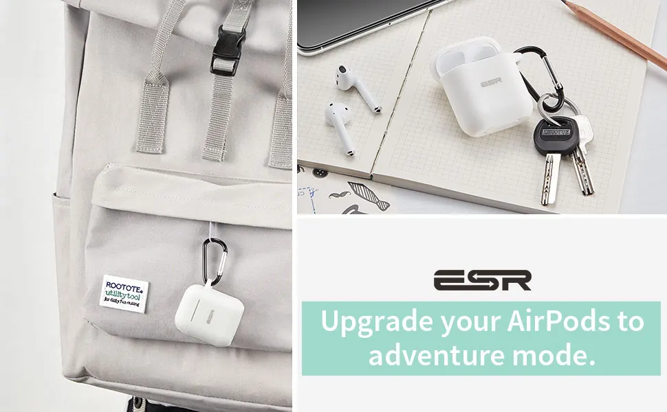 ESR AirPods 2 Чехол с брелком противоударный защитный чехол силиконовый AirPods 1 чехол для зарядки беспроводной Bluetooth чехол для наушников