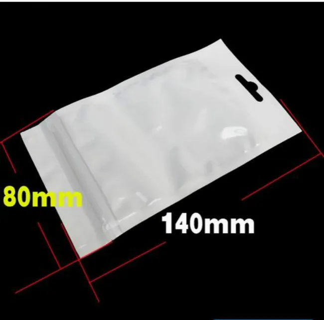 

3000pcs 8x14cm (3.1"x5.5") White Translucent Pearl Film Zip Bag Clear Front Pearl Film Plastic Hanging Data/Power Cables Bag