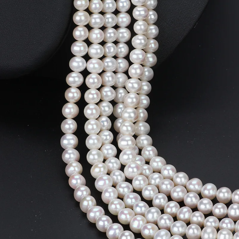 

wholesale cheap price Cultured Freshwater Pearl Round natural white good Grade 3-8mm Pearl strand pearl necklace jewelry