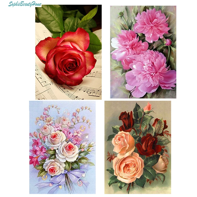 

Sophie Beauty Home 5D Resin Diamond Plant Flower Series Cross Stitch 3D Crystal Full Decoration Diy Painting Mosaic Pattern