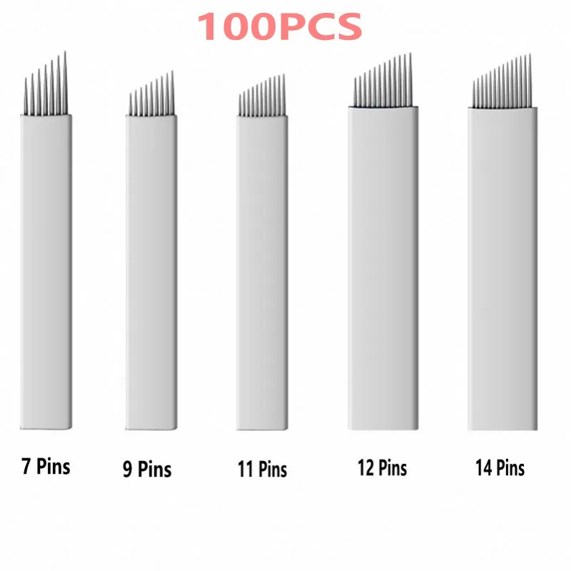 100 шт./лот белый Flex 7/9/11/12/14 микроволоконная игла для бровей для 3d Ручка косметика вязальные крючки Tatto