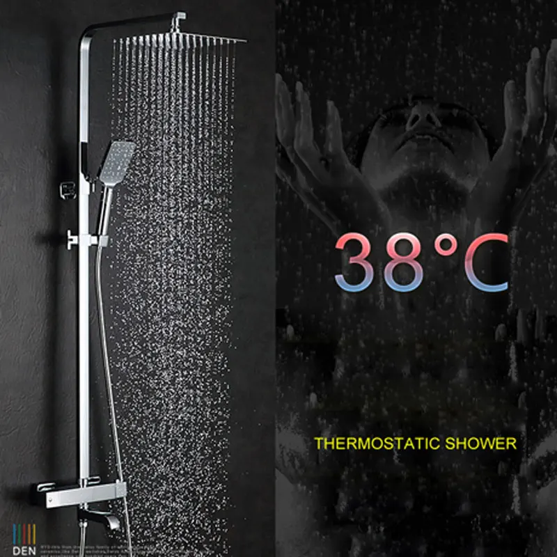 

Thermostatic shower copper intelligent temperature control shower faucets bathroom wall mounted nozzle tap set