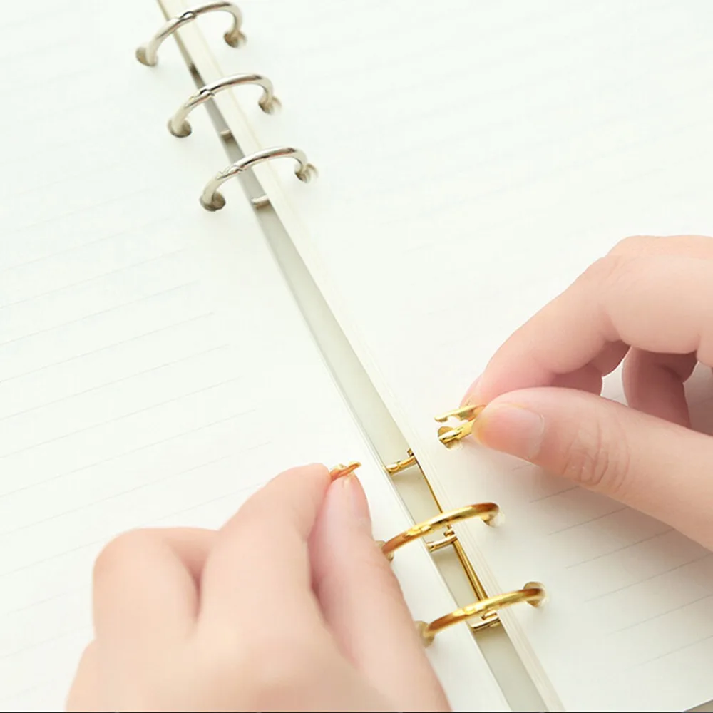 Железный блокнот свободный лист Binder 3 Ring Золото Серебро откидные кольца Биндер