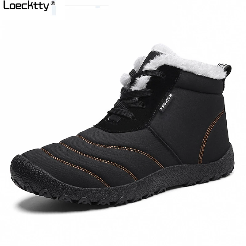 

Super Warm Men Winter Boots for Men Warm Waterproof Rain Boots Shoes 2018 New Men's Ankle Snow Boot Botas Masculina Bota Black46