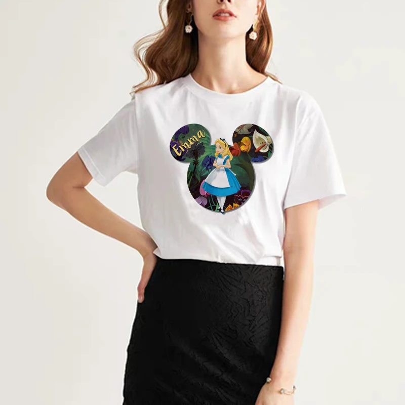 

Women's Fashion Harajuku Alice In Wonderland Mickey Ears Cotton Womens Clothing Korean Clothes Plus Size Graphic T Shirts