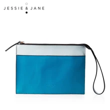JESSIE&JANE Designer Brand Women’s Street Personality Style Split Leather Wristlet Bag