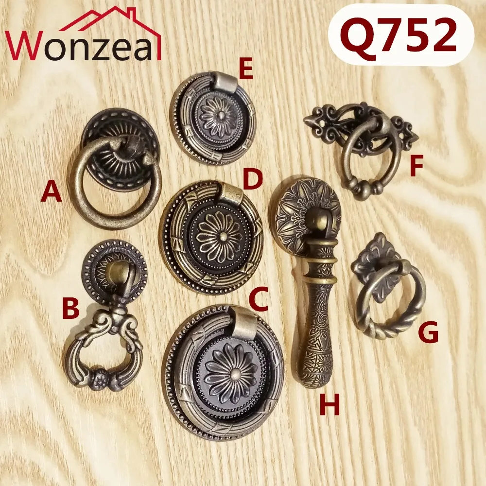 Q752 Circle Ring shape Antique Bronze Furniture Drawer Desk
