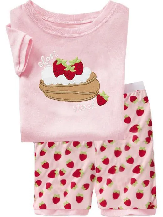 Одежда для мальчиков и девочек из чистого хлопка летняя пижама с короткими рукавами с мультяшным принтом сердечка и рыбки комплекты детского нижнего белья - Цвет: Color as shown