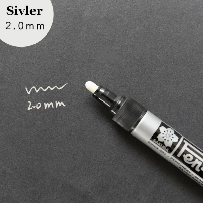 LifeMaster Sakura paint Marker Pen-Touch золото/серебро/белый 0,7 мм/1 мм/2 мм маркировка на любой вещи стекло/ткань/Металл DIY дизайн поставки - Цвет: 2mm Silver