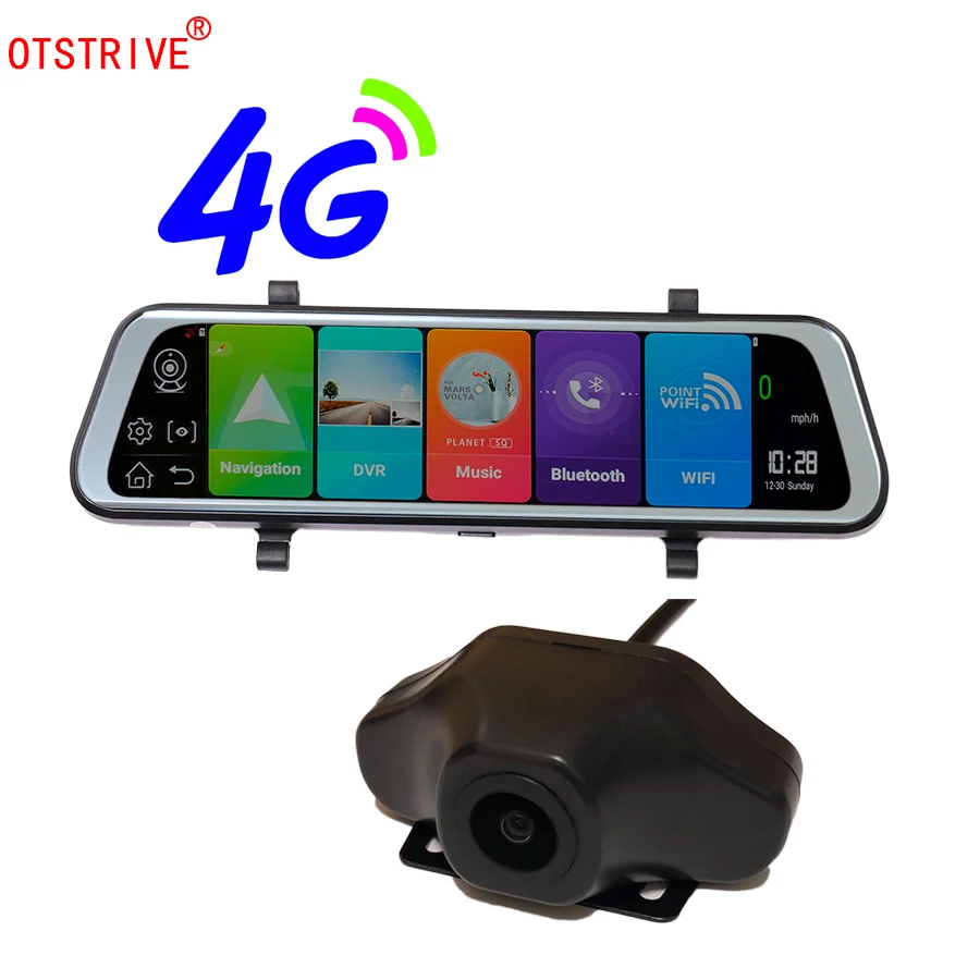 

Otstrive 10 inch ADAS WiFi Bluetooth Android 8.1 GPS Dual Lens DVR Full HD 1080P 4G SIM Network Video Recorder Rear View Mirror