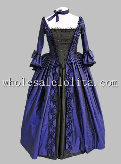 18 век тематический костюм Королевского синего и черного времен Марии Антуанетты платье, сценический костюм