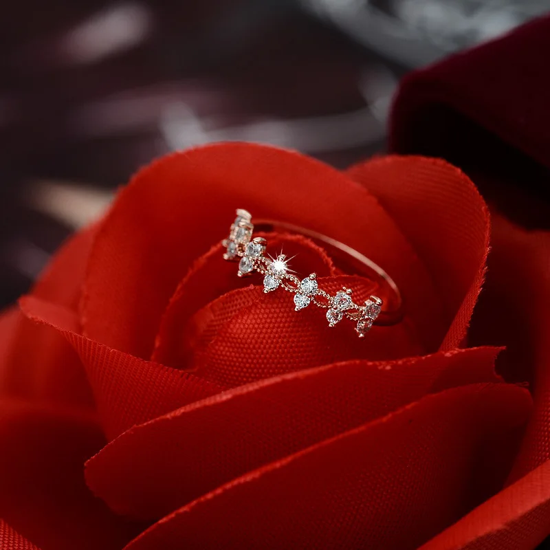 Tisonliz изящные кружевные кольца с белым кристаллом для женщин, свадебные, вечерние, красивые кольца из розового золота, модное ювелирное изделие