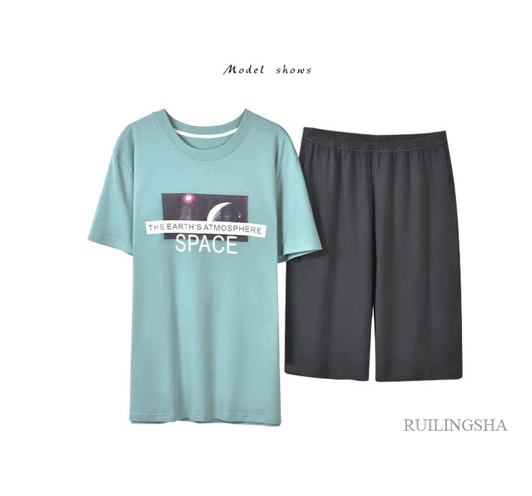 Для мужчин летние новые детские комплекты одежды из хлопка в Корейском стиле; модные пижамы с коротким рукавом Шорты тонкие удобные