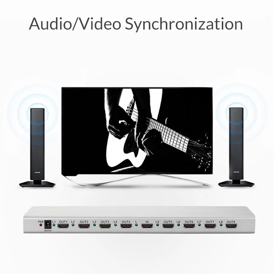 Разветвитель Unnlink HD mi 1X8 HD mi 2,0 UHD 4 k@ 60HZ HDCP 2,2 HDR 1 в 8 Out EDID для смарт-светодиодный ТВ mi Box ps4pro xbox one s/x Проектор