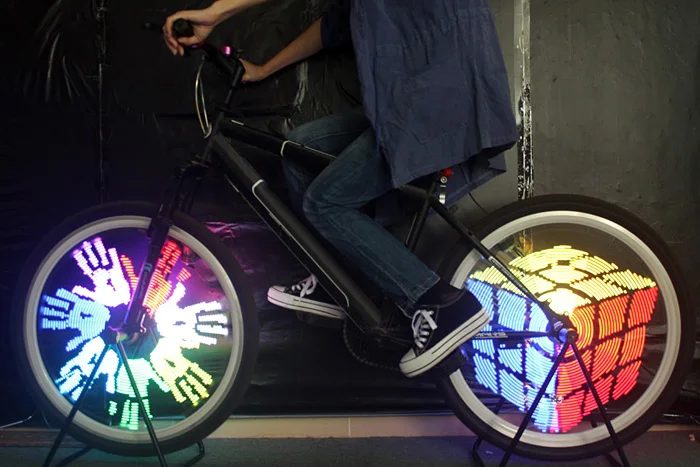YQ8003 DIY Programmable Bicycle Spoke Bike Wheel LED Light Double Sided Screen Display Image for Night Cycling