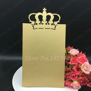 

30pcs Hot Sale Crown Menu Cards,Laser Cut Custom Made Design Wedding Handmade Menu Card Invitation Card Party Table Decoration