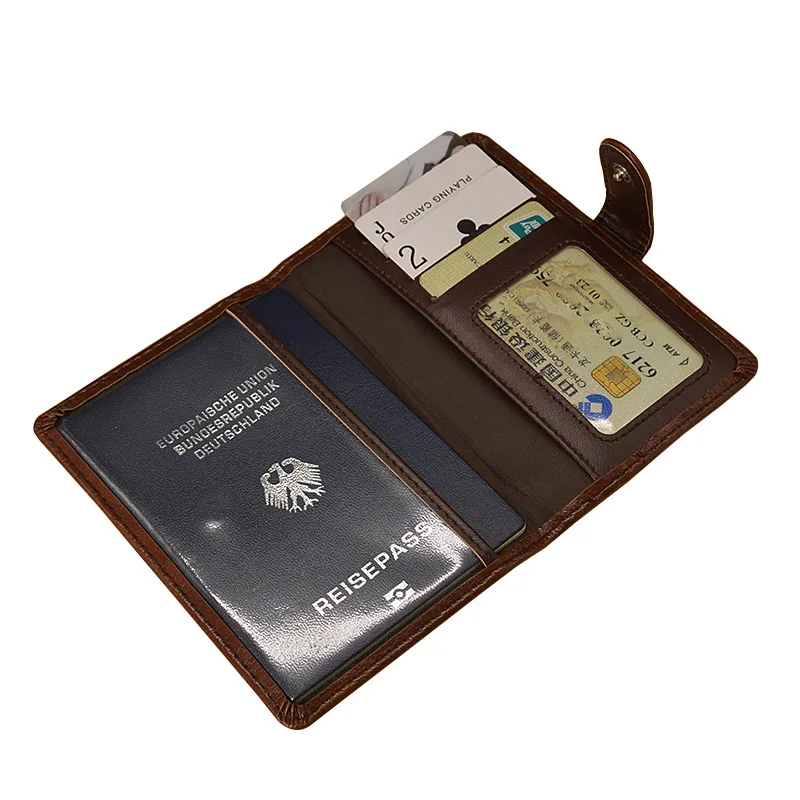 Дорожный Держатель для паспорта, Мужской Ретро Чехол для паспорта, защитный кошелек, на застежке, для документов, мужской т-органайзер из искусственной кожи держатель для карт