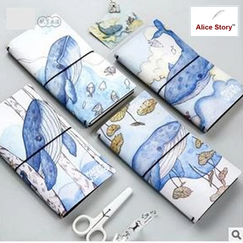 

PU Leather Diary Notebook Marine Wizard whale Faux leather traveler's notebook journal diary replaceble inserts refills TN gift
