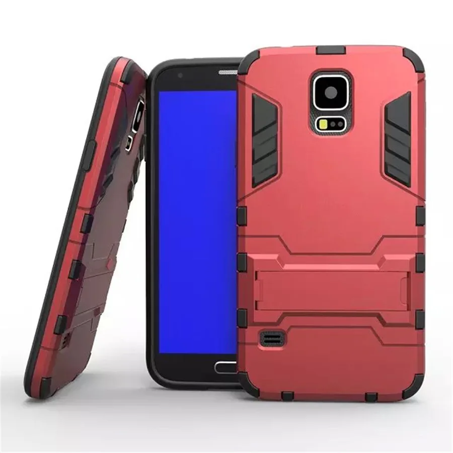 

Cases Coque for Samsung Galaxy S5 i9600 Smartphone Case Fundas Luxury Armor PC Hard Cover Protective Shell Stand Holder