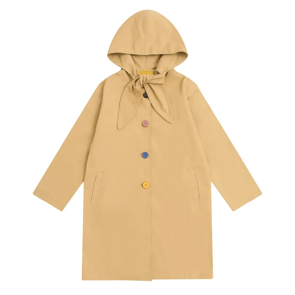 

Trench Coat Women Long Sleeve Spring Autumn Overcoats Casual Overwear Clothing Windbreaker Plus Size Khaki long Coats