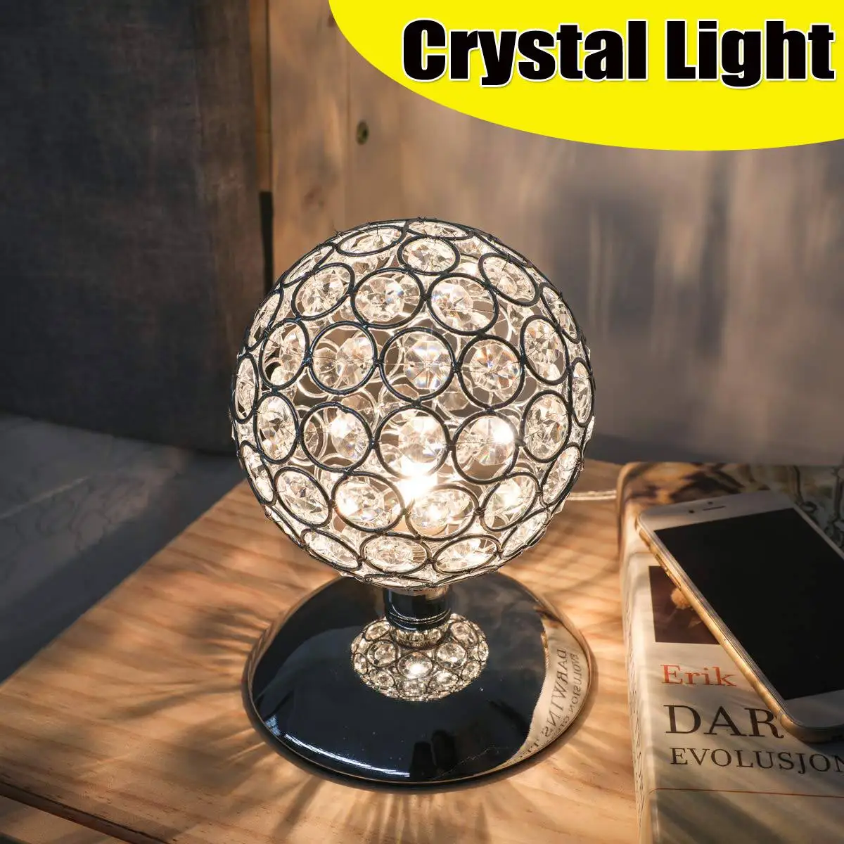 

Desktop Decoration K5 Modern Crystal Table Lamp 3 Lighting Modes Touch Sensor Dimmable Led Table Lamp Bedside Lamp with EU plug