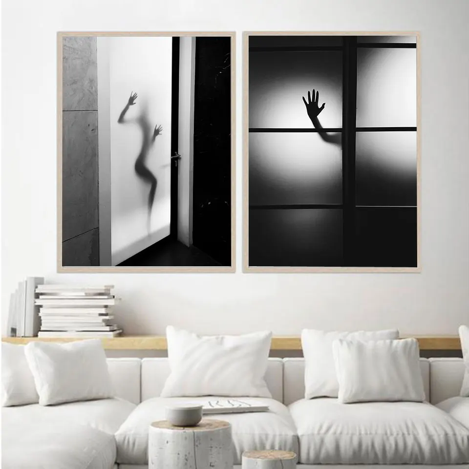 

Black White Modern Art Canvas Painting Figure Posters and Prints Scandinavian Wall Picture for Living Room Home Decor No Frame