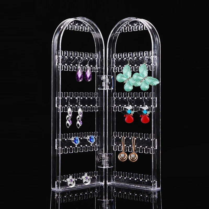 290mm Double Door Jewelry Display Rack Holder Plastic Transparent