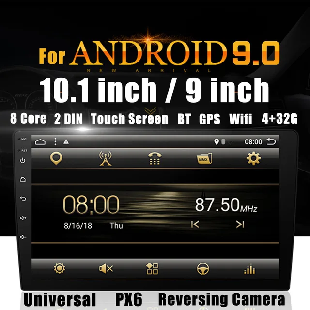 $US $181.23  9'' Android 9.0 PX6 8 core 2Din Car Multimedia Player GPS Radio Video 4+32G bluetooth Mirror Link C
