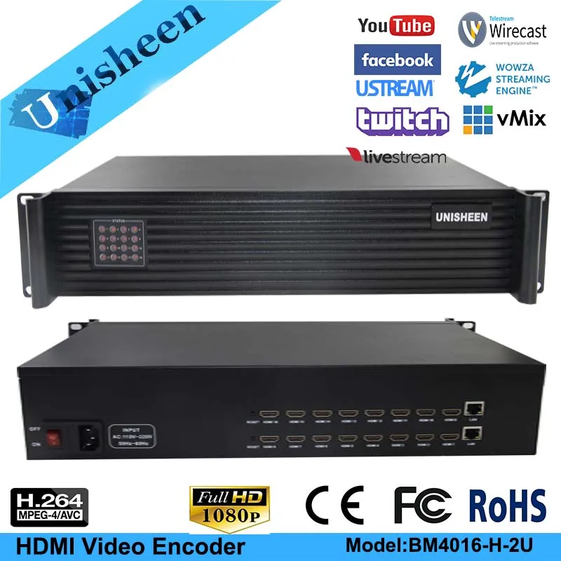 Unisheen MPEG-4 AVC/H.264 для 16ти-канального видеорегистратора HDMI видео видеоэнкодер HDMI передатчик live широковещательный кодер H264 кодировщик