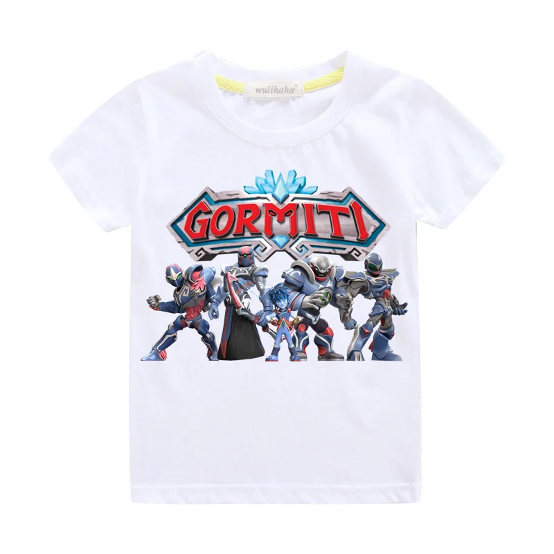 Детские футболки; футболки с принтом «Gormiti Games»; летняя футболка с короткими рукавами для мальчиков и девочек; детская одежда с короткими рукавами; ZA004 - Цвет: White T-shirts
