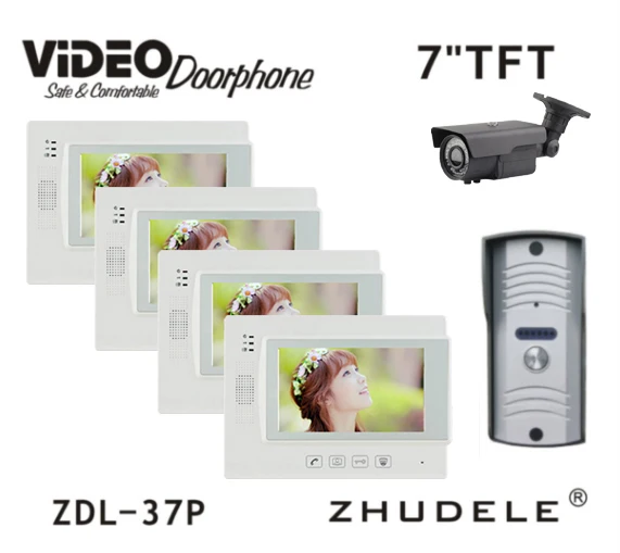 

ZHUDELE TOP QUALITY Luxury  7" Display Wired Video Door Phone Touch Button Doorbell  Night Vision 700TVL HD Camera  1V4