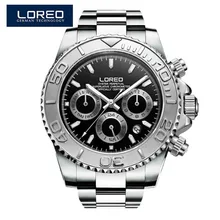 

LOREO 200M Diving Men Watch 316L Stainless steel Strap Seagull Movement Mechanical Watches Multifunctional Luminous Calendar