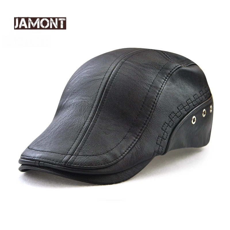 Jamont Wholesale 2018 New Men's Hat Winter Sun Hat Pu Leather Beret Hat  Fashion Gorras Warm Winter Men's Hat Casquette Cap - Berets - AliExpress