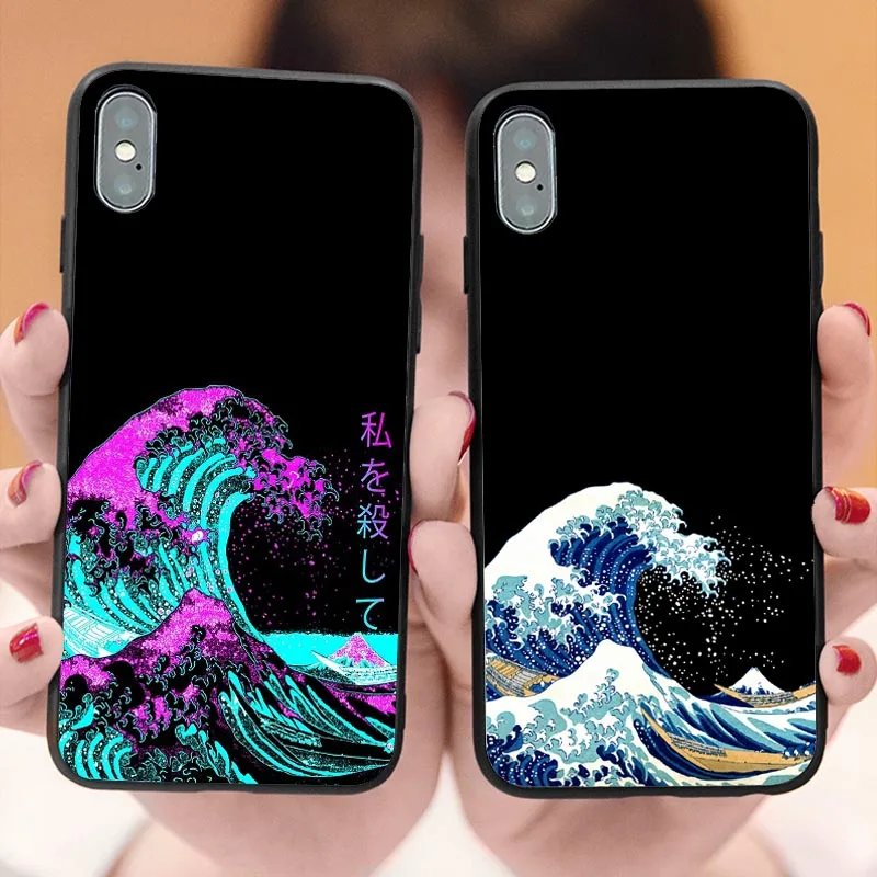 

The Great Wave off Kanagawa Van Gogh Starry Night Cover case for iphone 5 5s SE 6s plus 7 8 plus X XR XS Max AMG Luxury coque