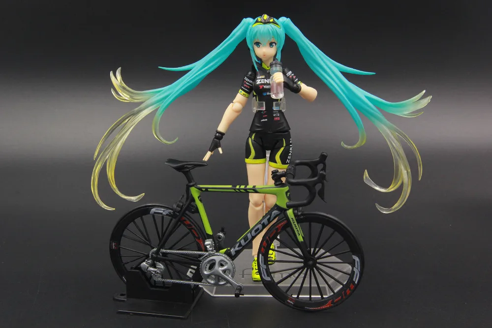 

HKXZMAnime 15CM Hatsune Miku Ride Bicycle 307 RACING MIKU 2015 Support ver. PVC Action Figure Collectible Toy Model Gift