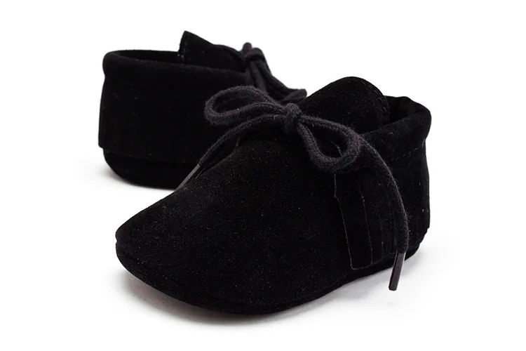 Мягкая нескользящая обувь с бахромой для мальчиков и девочек; мокасины из искусственной замши для новорожденных - Цвет: J