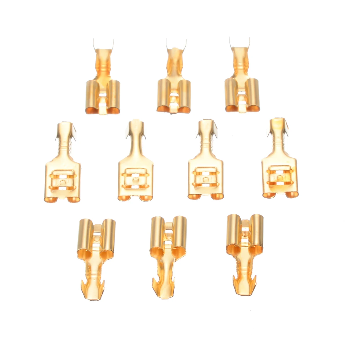100pcs Flat Receptacles 6.3 mm Cable Lugs Spade Terminal Connector 0.5-1.5mm Uninsulated Brass Female Terminal