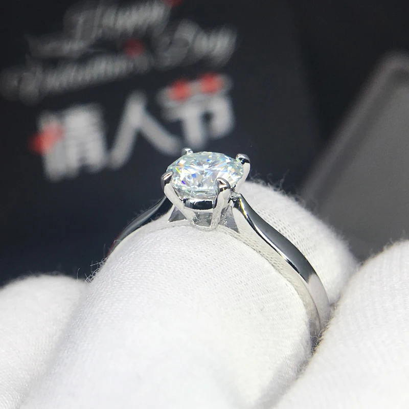 Классическое Белое золото 14 к 1ct 2ct 3ct Moissanite кольцо VVS1 Круглый вырез лабораторный алмаз обручальное свадебное кольцо на головщину для женщин